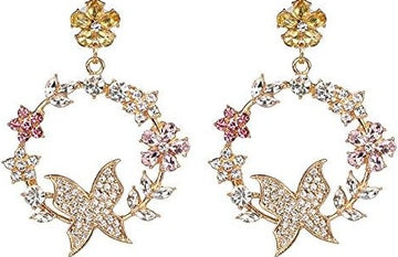 Rhine Stone Butterfly Hoop